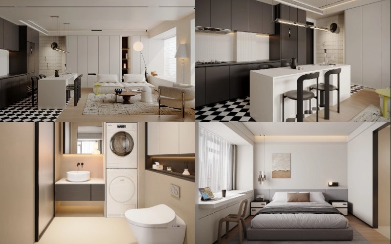 Thiết Kế Nội Thất Căn Hộ Chung Cư Đẹp không gian căn hộ chung cư với diện tích vừa