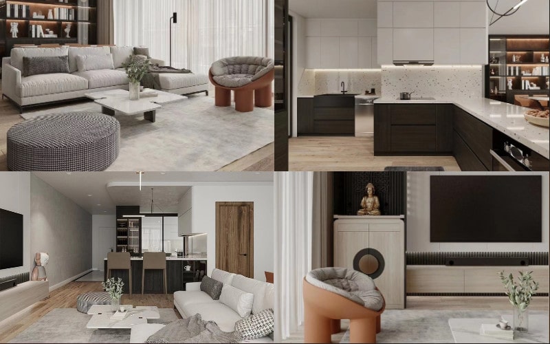 Thiết Kế Nội Thất Căn Hộ Chung Cư Đẹp phòng khách căn hộ chung cư đẹp