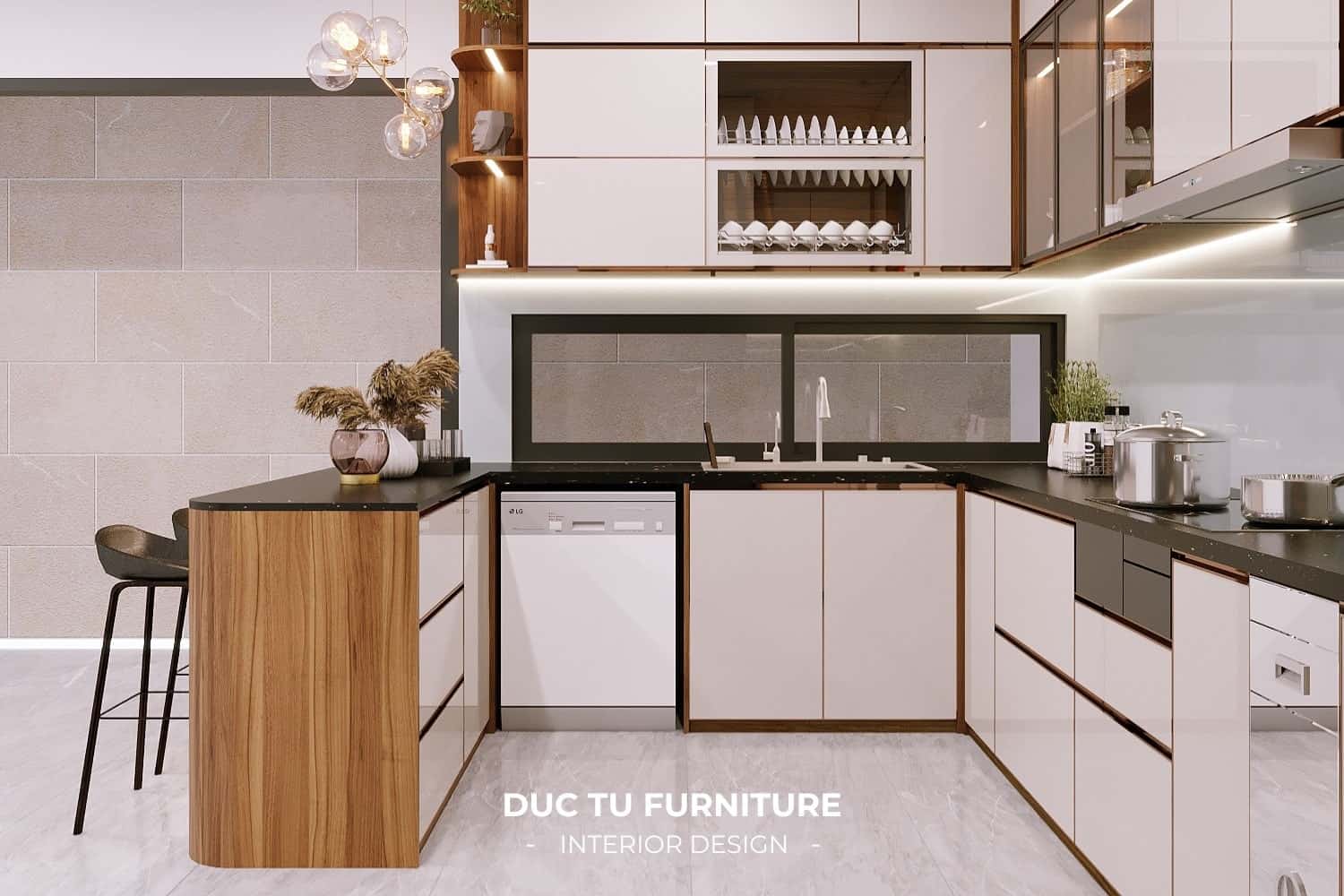 Thiết kế nội thất bếp Đà Nẵng Mẫu thiết kế nội thất bếp đà nẵng chữ U ấn tượng