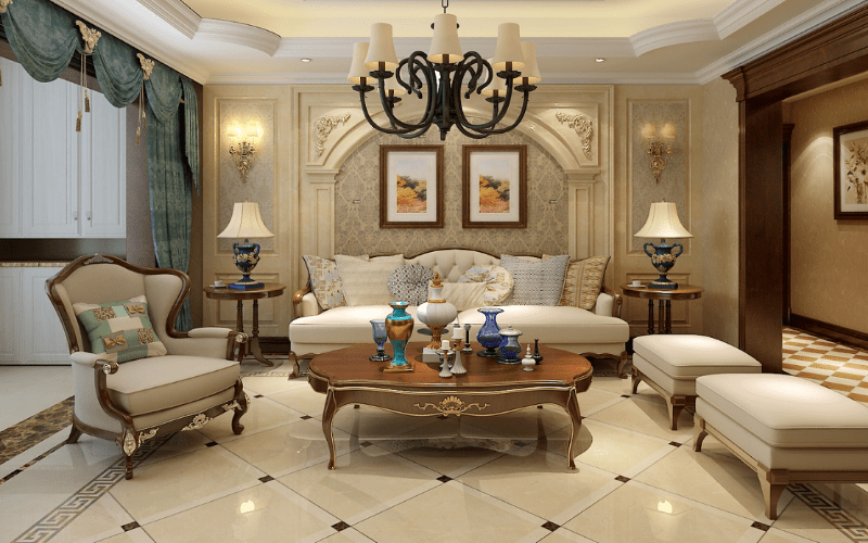 Thiết kế phòng khách phong cách tân cổ điển