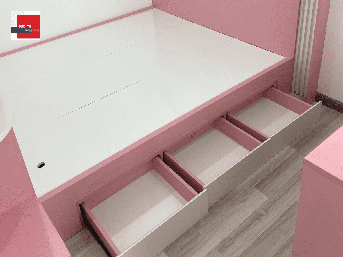 Nội Thất Phòng Ngủ Màu Hồng Đà Nẵng Giường ngủ thông minh màu hồng