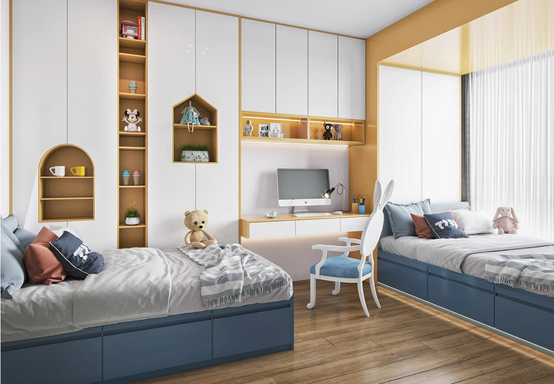 Bố Trí Phòng Ngủ 2 Giường