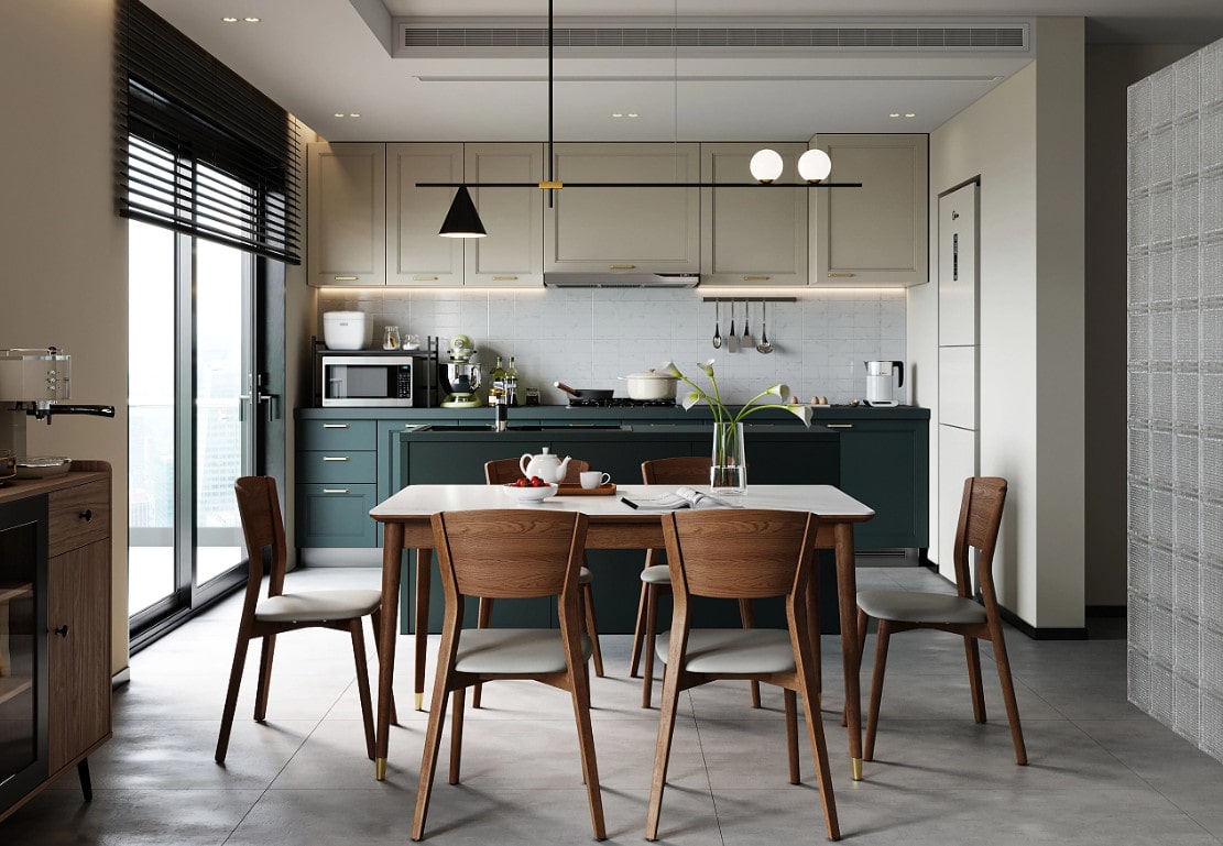 Nội Thất Cho Người Mệnh Hoả vật liệu gỗ trong căn bếp