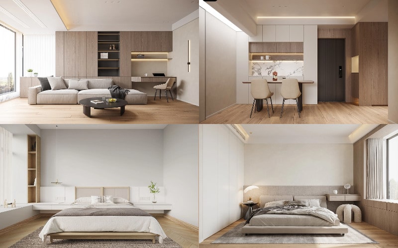 nội thất căn hộ chung cư có 2 phòng ngủ