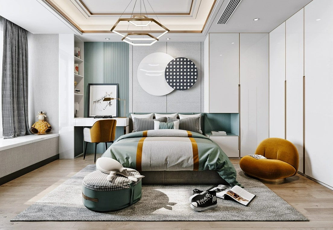 Phong Cách Nội Thất Hiện Đại bố trí nội thất căn phòng ngủ hiện đại