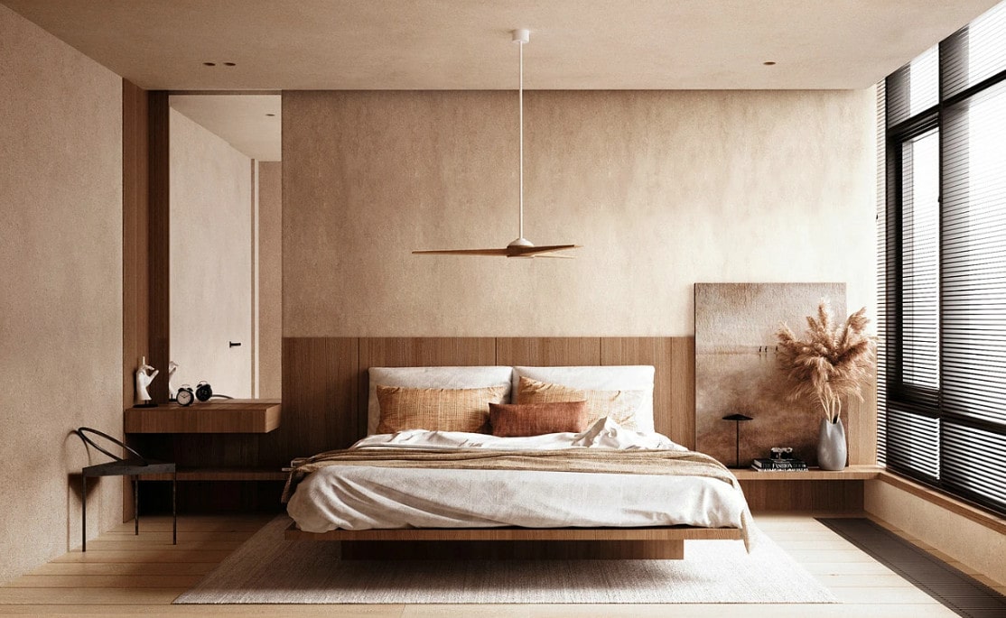 Các Kiểu Sơn Phòng Ngủ Đẹp Màu sơn nâu gỗ cho phòng ngủ