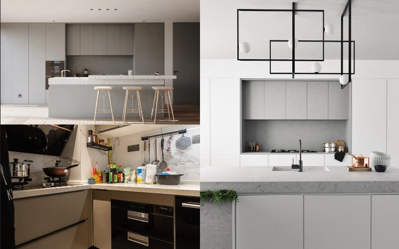 Trang trí nội thất phòng bếp nhà ống 1 tầng