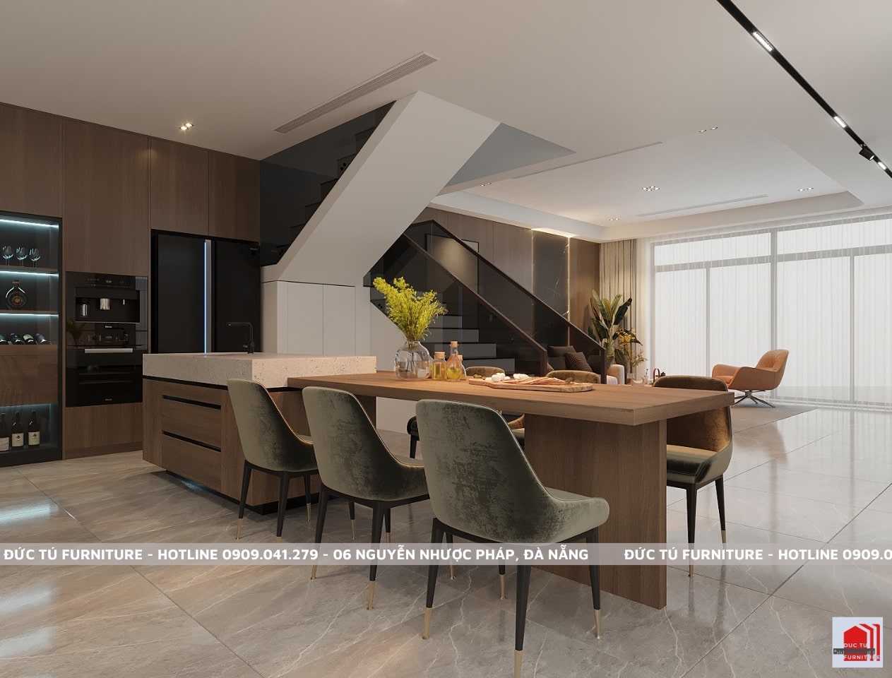 mẫu nhà phố hiện đại đà nẵng Tạo không gian mở ấn tượng trong nội thất nhà phố