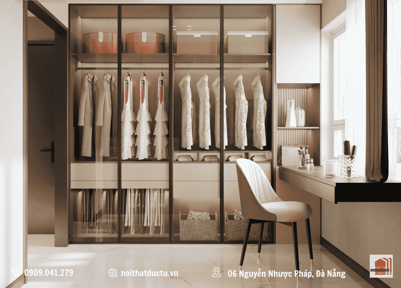 tủ quần áo cánh kính Tủ đồ cánh kính bằng khung nhôm kim loại