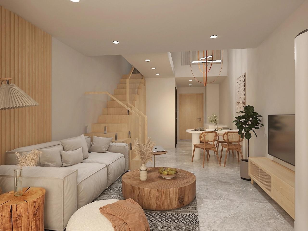 nội thất phòng khách theo phong cách đơn giản