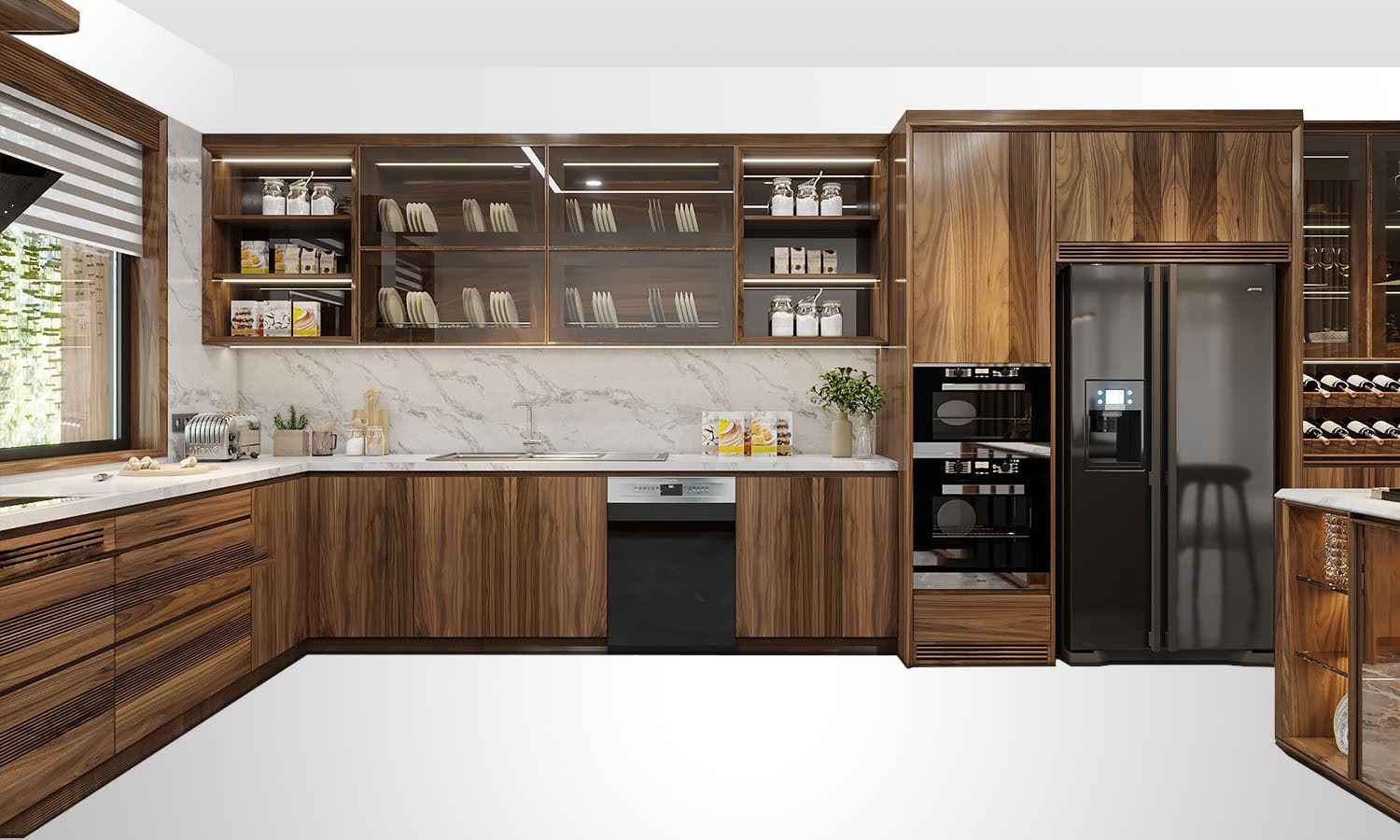 gỗ phủ veneer Gỗ phủ veneer có thể kết hợp với nhiều vật liệu khác như kính, đá,... để giúp không gian thêm sang trọng và ấn tượng