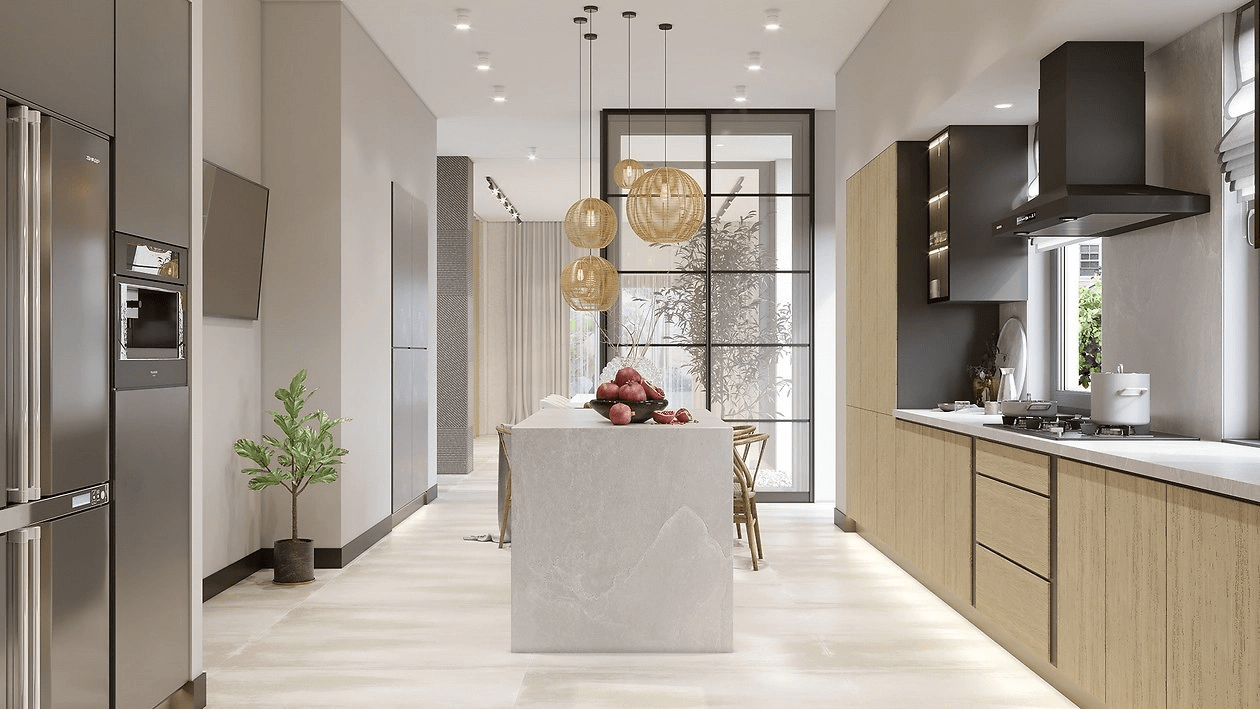 Phòng bếp đẹp nhà ống