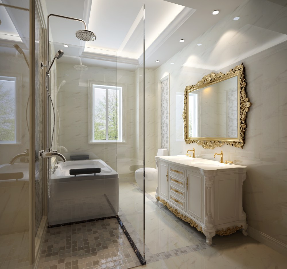 khu vực tắm trong phong cách cổ điển