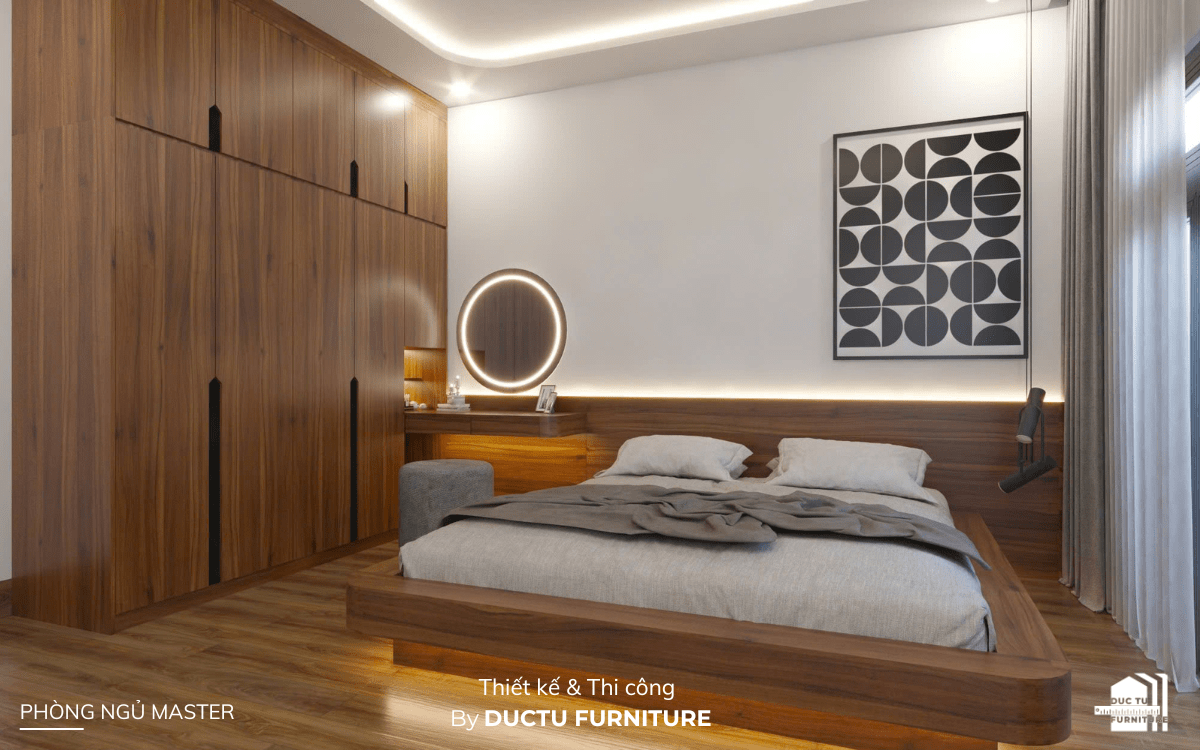 dự án nội thất nhà phố Ms hạnh Phòng ngủ master ấm cúng trong dự án nội thất nhà phố ms Hạnh