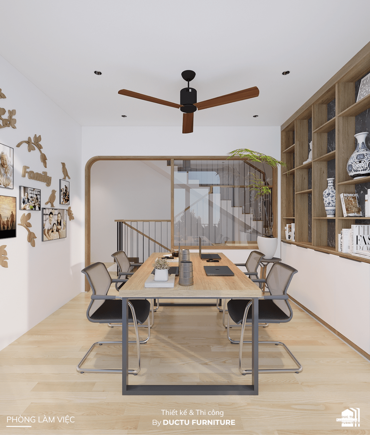 Dự án nội thất Q's House Phòng làm việc thông thoáng và rộng rãi trong dự án nội thất Q's House