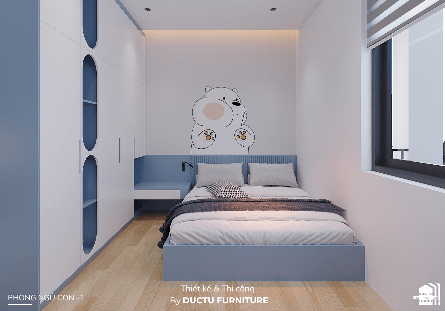 Dự án nội thất Q's House Phòng ngủ con trai nhỏ nhắn nhưng thông thoáng trong Dự án nội thất Q's House