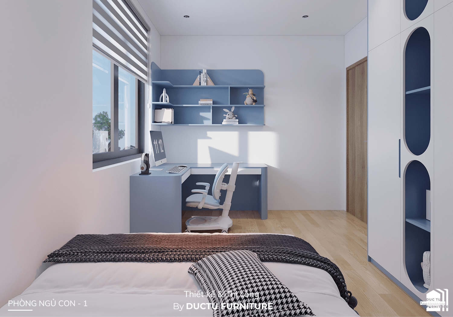 Dự án nội thất Q's House Thiết kế nội thất màu xanh giúp không gian nổi bật và ấn tượng