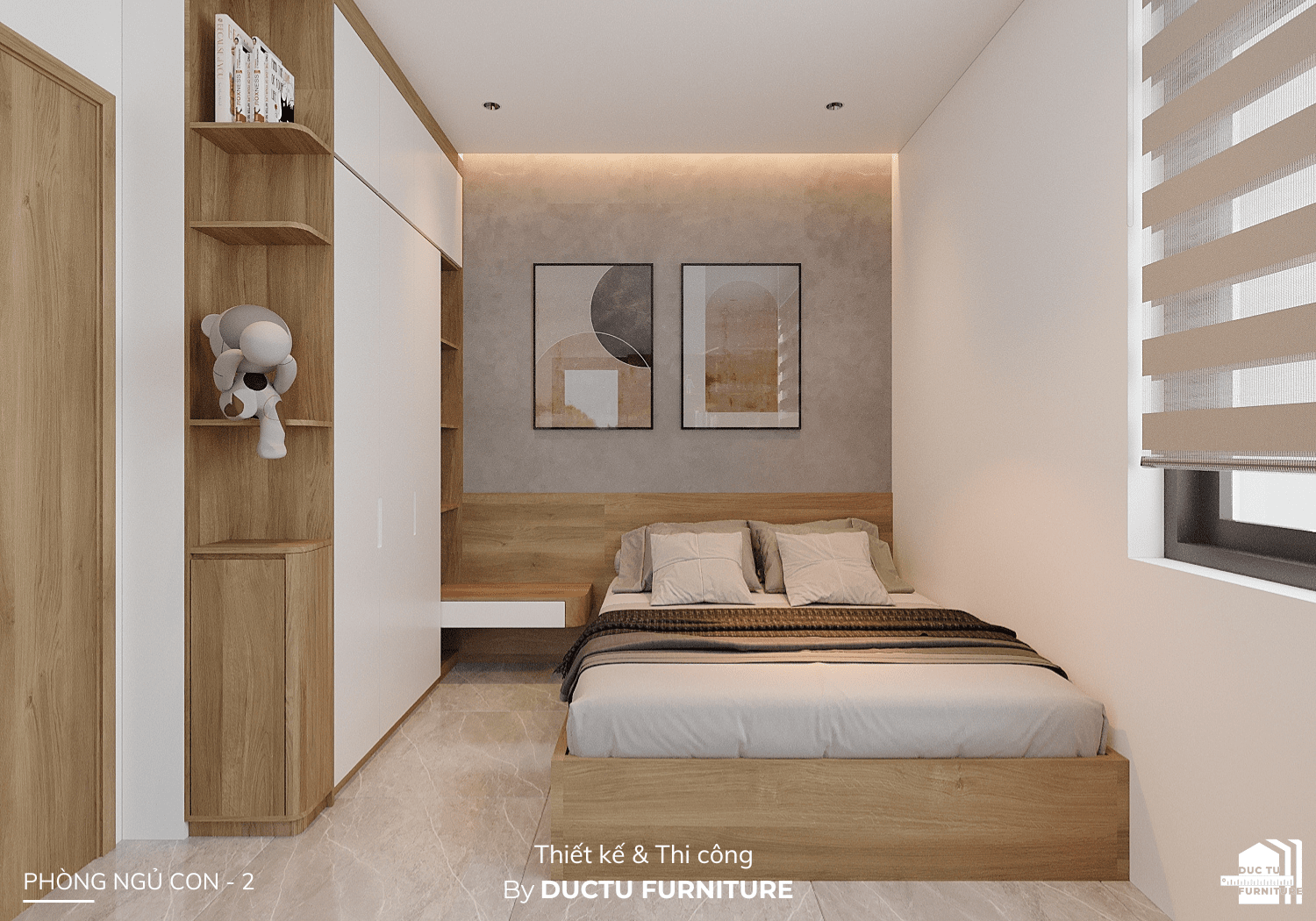Dự án nội thất Q's House Phòng ngủ con gái đơn giản hài hoà