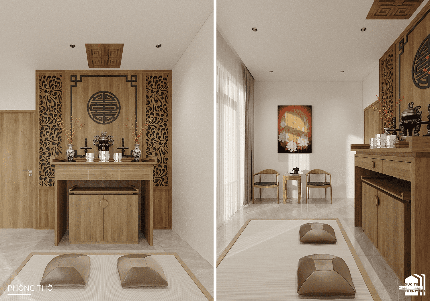 Dự án nội thất Q's House Phòng thờ đảm bảo tính riêng tư và trang trọng