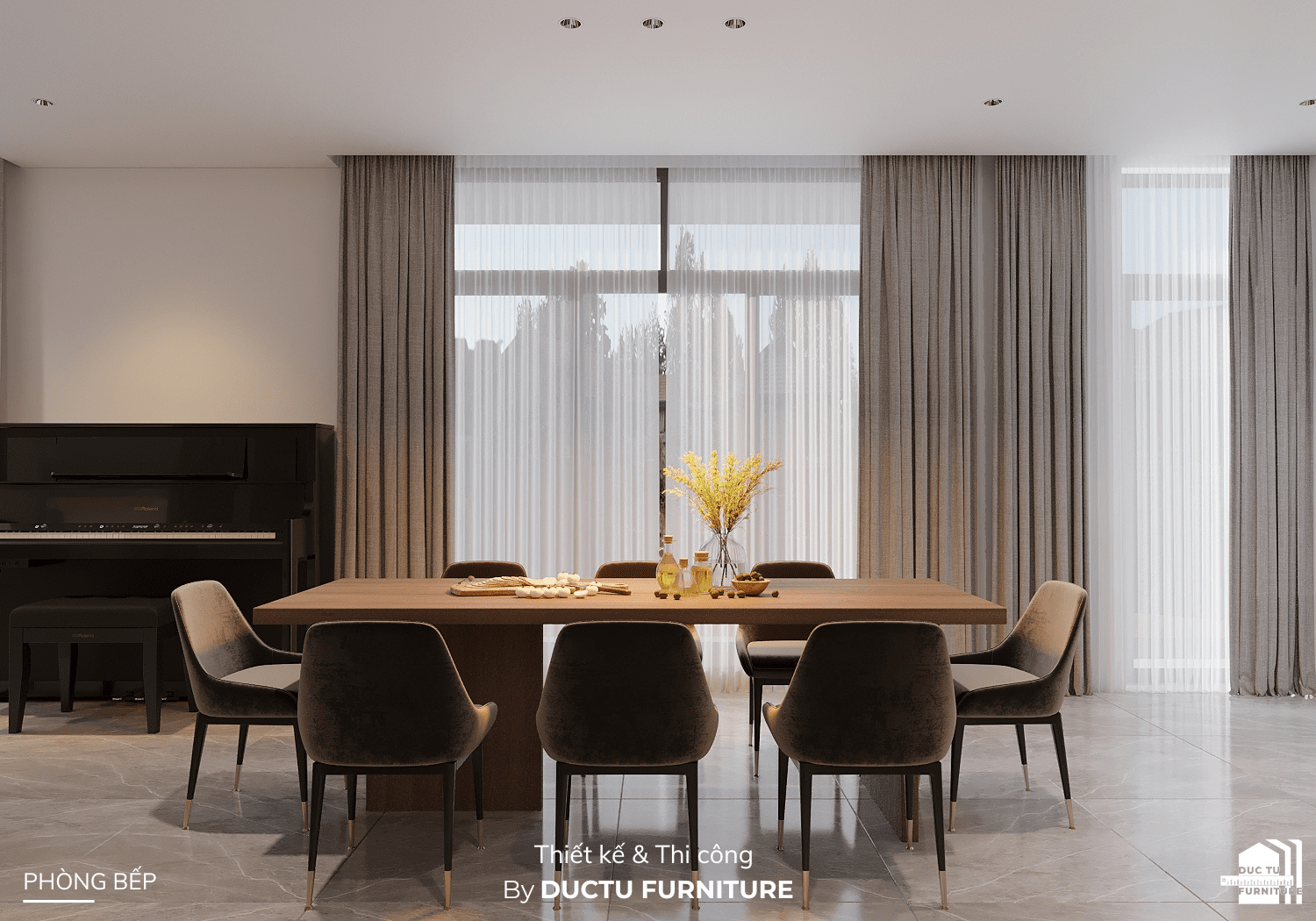 Dự Án Nội Thất Q's House Căn bếp ấn tượng với diện tích rộng và thiết kế mở thông thoáng
