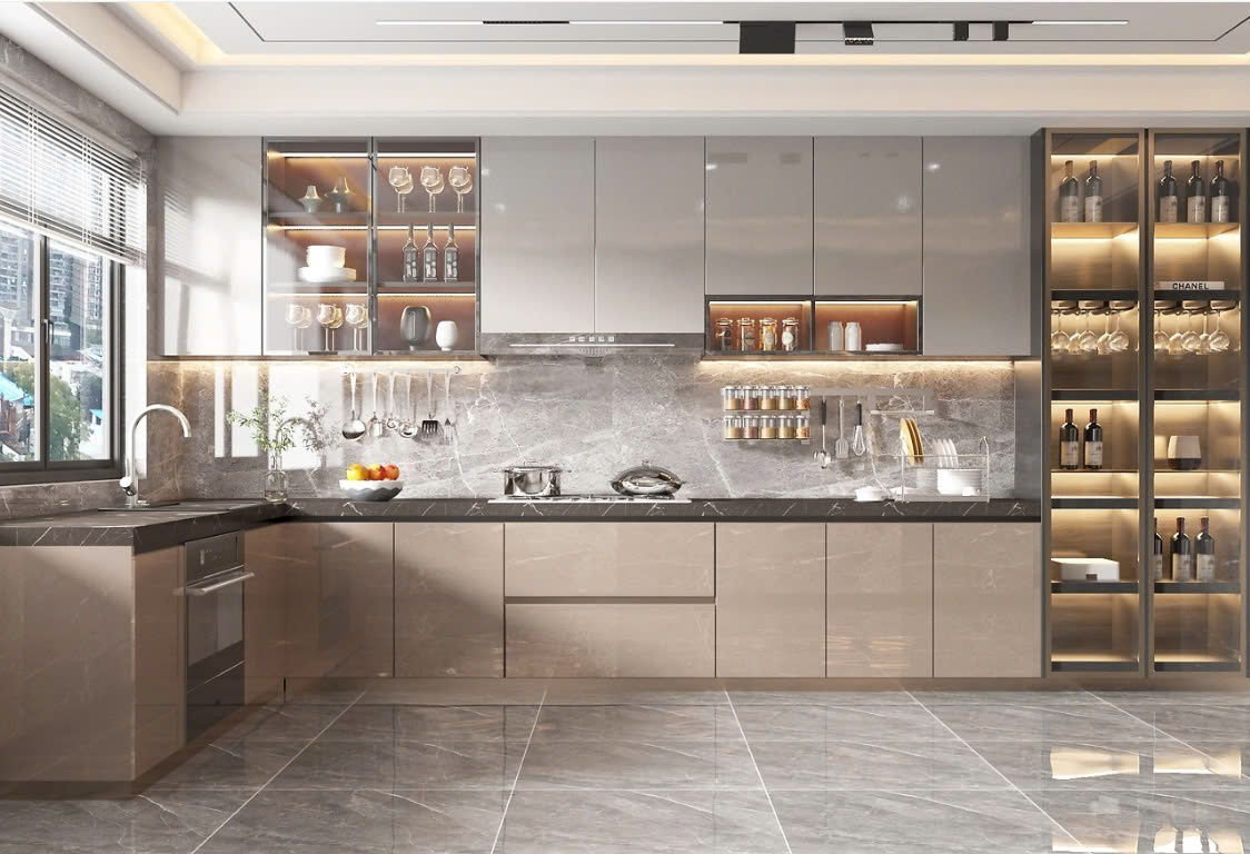 tủ bếp acrylic tủ bếp cánh acrylic