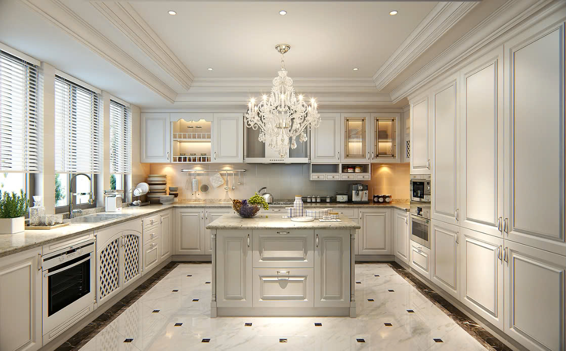 mẫu tủ bếp tân cổ điển nội thất phòng bếp tân cổ điển