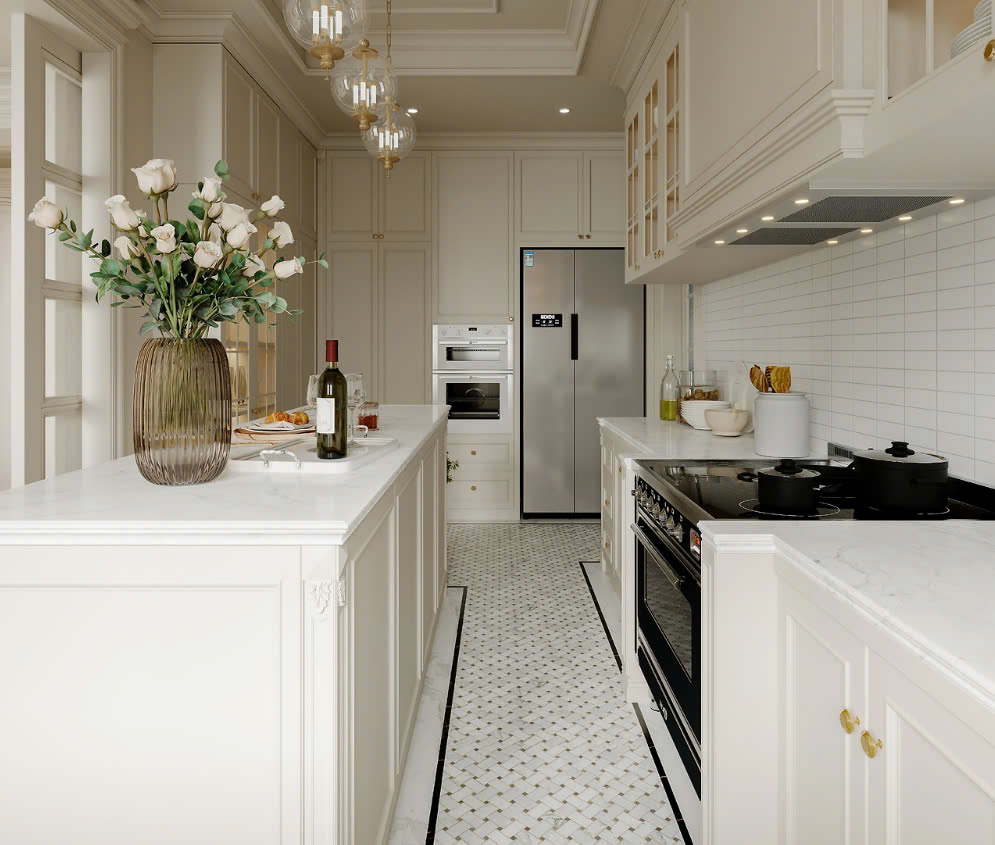 mẫu tủ bếp tân cổ điển mẫu tủ bếp tân cổ điển