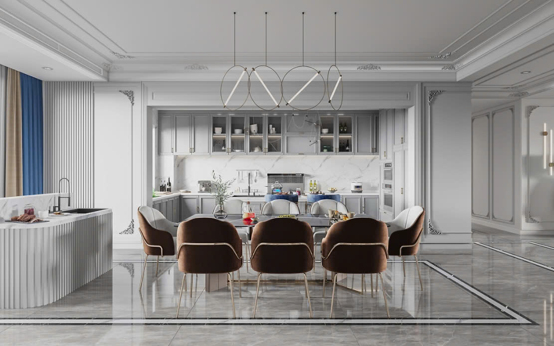 mẫu tủ bếp tân cổ điển phòng bếp tân cổ điển