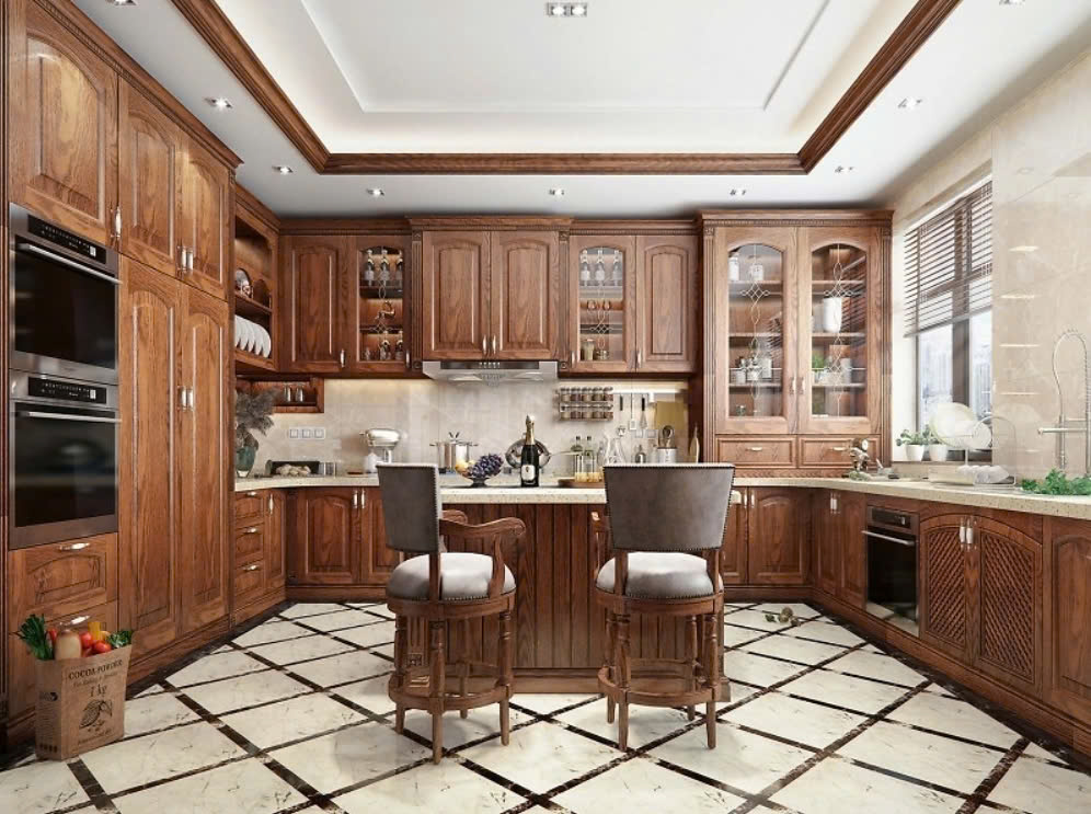 mẫu tủ bếp tân cổ điển bếp tân cổ điển