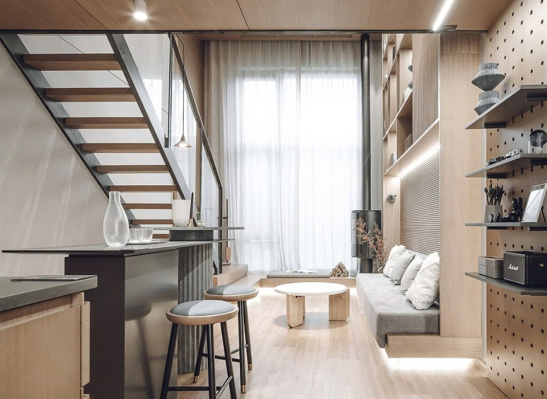 nội thất phòng khách có cầu thang nội thất phòng khách có cầu thang