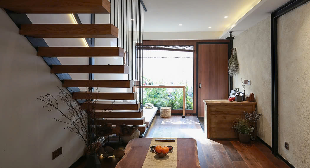 nội thất phòng khách có cầu thang cầu thang kết hợp phòng khách