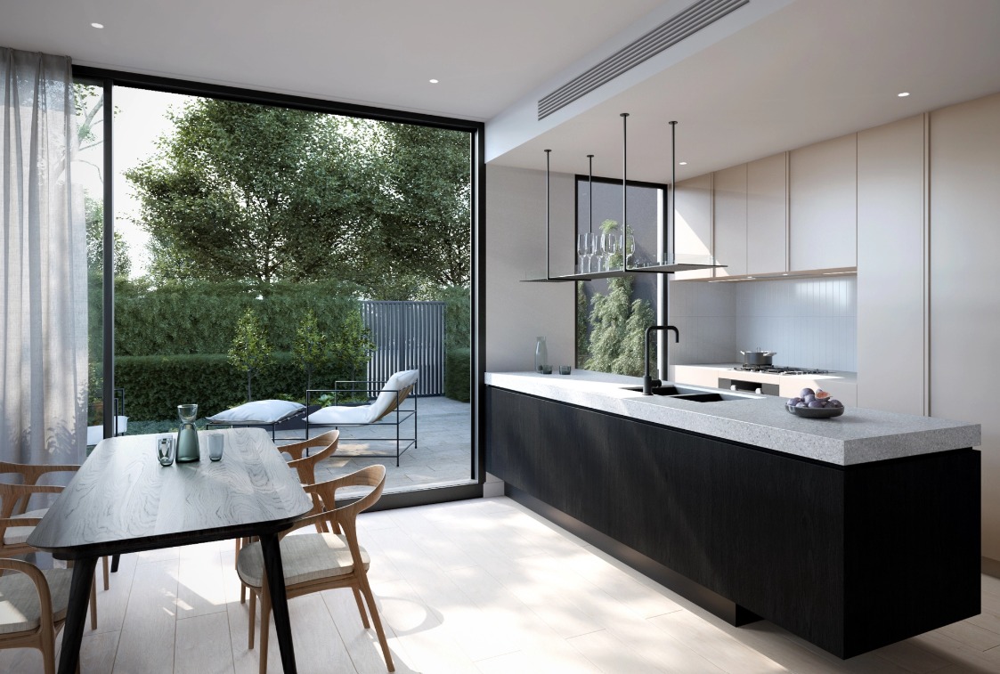 bếp nhà ống sân vườn