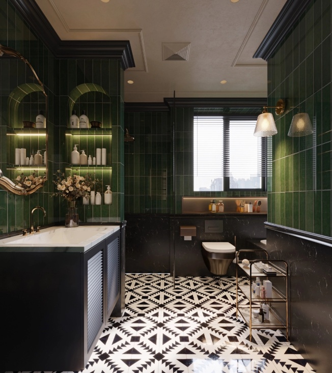 Phong Cách Nội Thất Retro phòng tắm phong cách retro