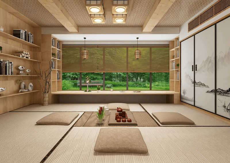 Phòng Khách Phong Cách Nhật Bản Nội thất phòng khách Nhật Bản