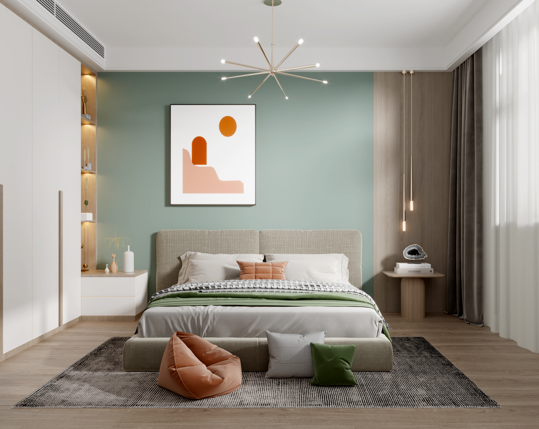 phòng ngủ màu pastel Tone màu xanh phù hợp với nhiều phong cách thiết kế khác nhau
