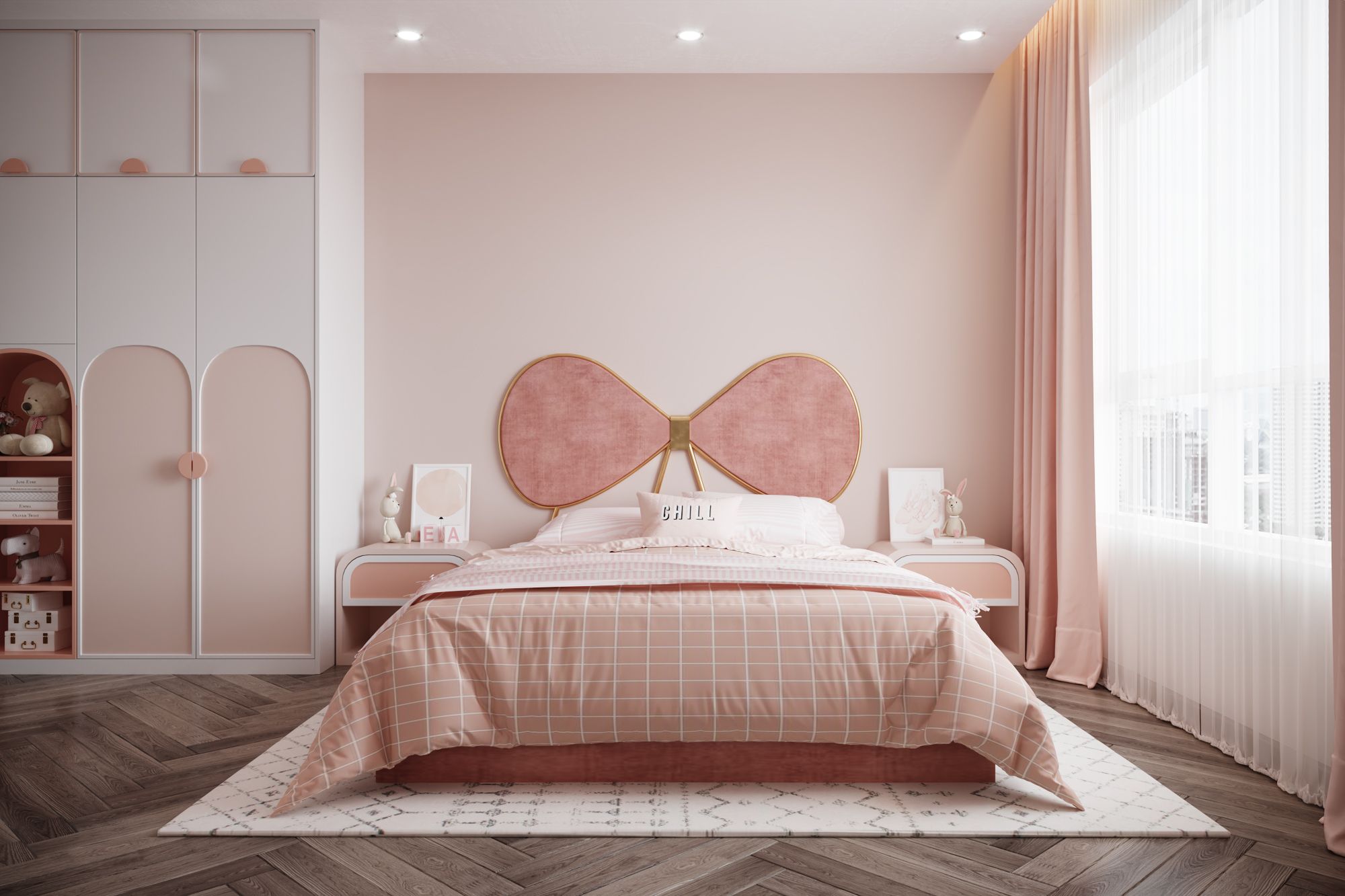 phòng ngủ màu pastel Lựa chọn phòng ngủ màu hồng pastel ngọt ngào
