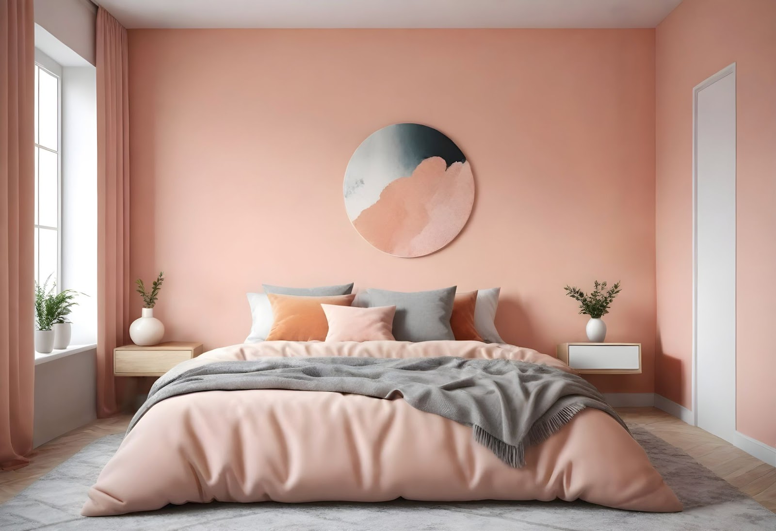 phòng ngủ màu pastel Kết hợp khéo léo với các gam màu như trắng, be hoặc kem tạo nên sự hài hoà và tinh tế