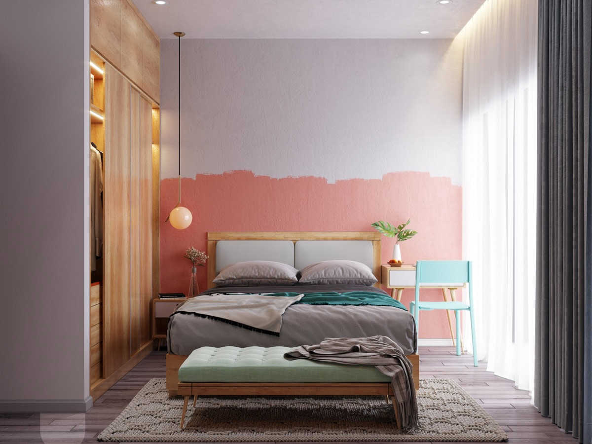 phòng ngủ màu pastel Phòng ngủ màu tím pastel đầy thơ mộng