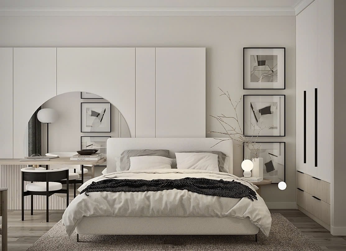 phòng ngủ màu trắng