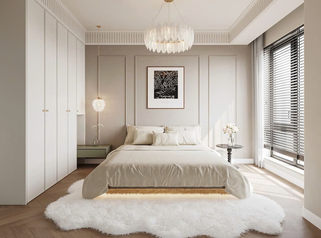 phòng ngủ màu trắng