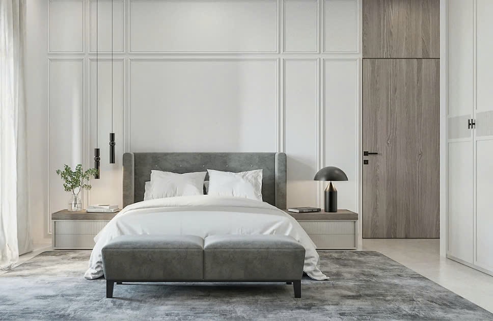 decor phòng màu trắng