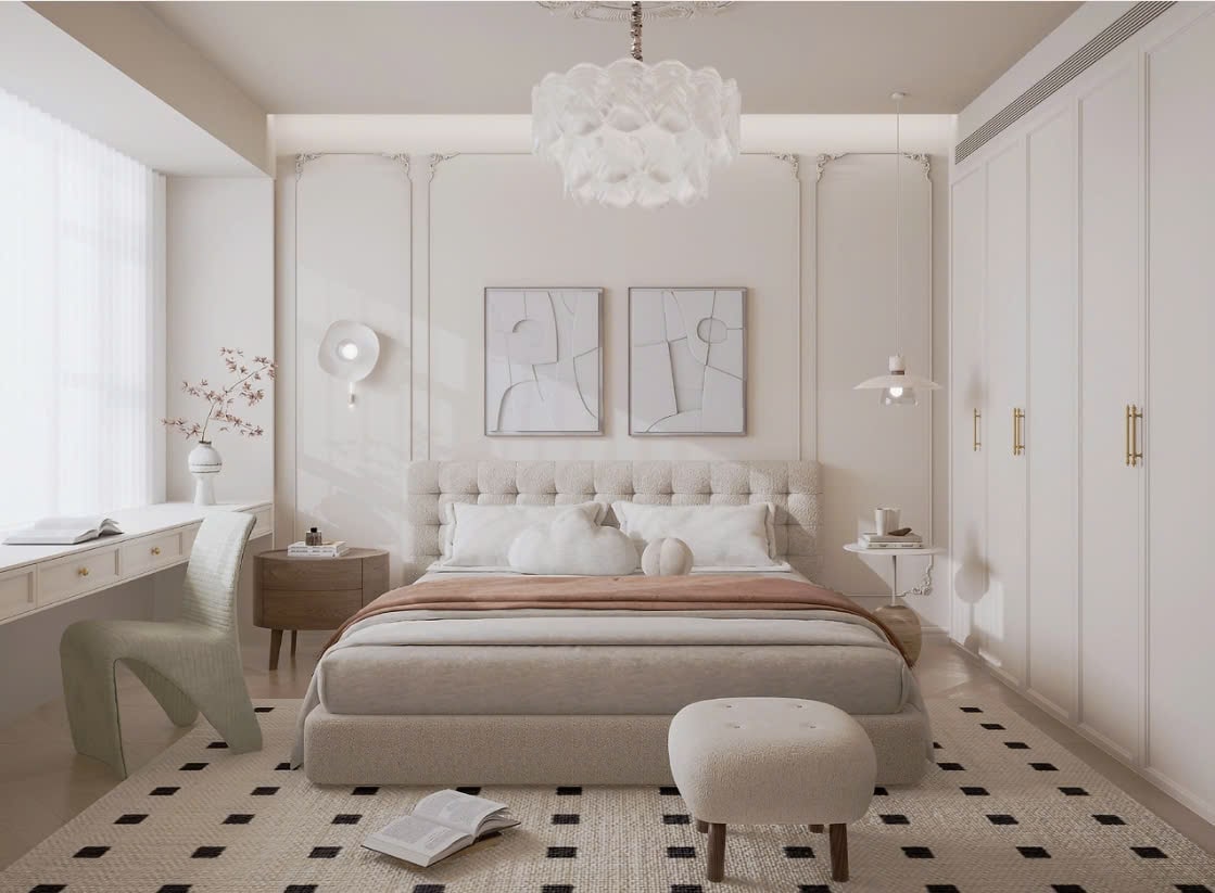 decor phòng ngủ màu trắng