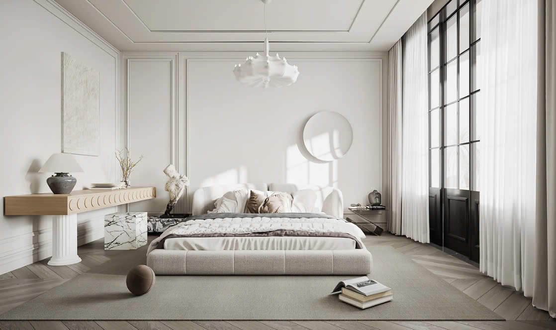 phòng ngủ màu trắng