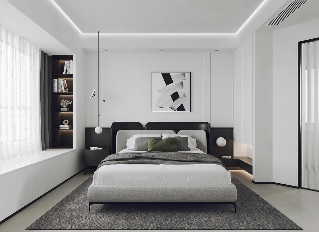 phòng ngủ màu trắng