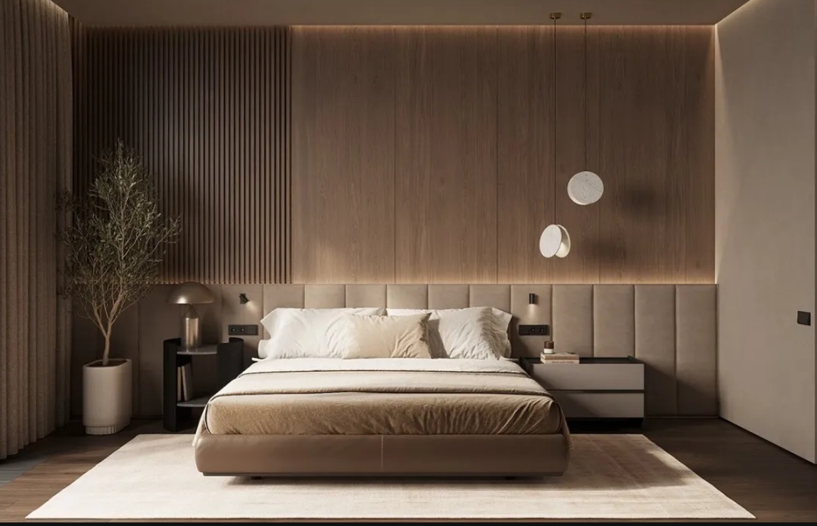 thiết kế nội thất phòng ngủ phong cách wabi sabi