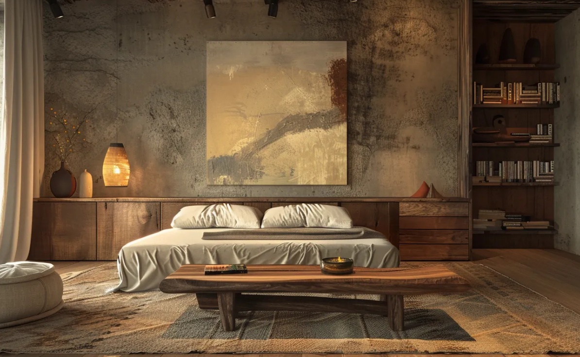 phòng ngủ phong cách wabi sabi