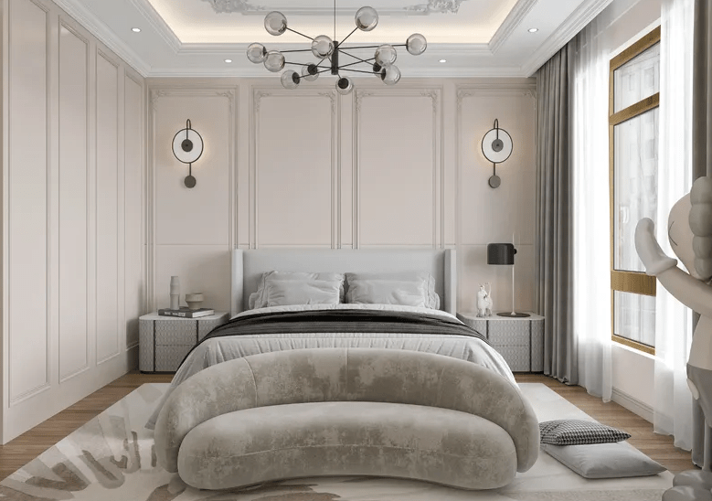 Thiết Kế Nội Thất Phòng Ngủ Tân Cổ Điển  Thiết kế phòng ngủ đơn giản - tinh tế