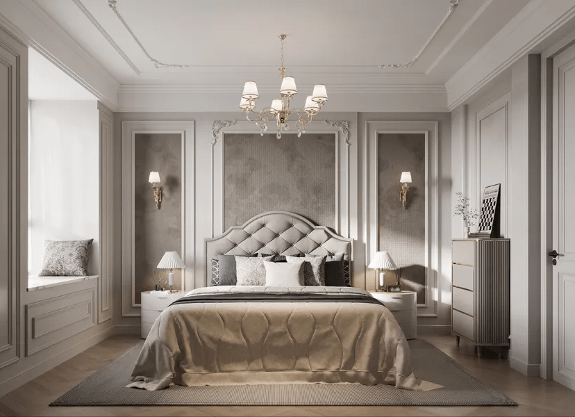 Thiết Kế Nội Thất Phòng Ngủ Tân Cổ Điển  Mẫu phòng ngủ sang trọng