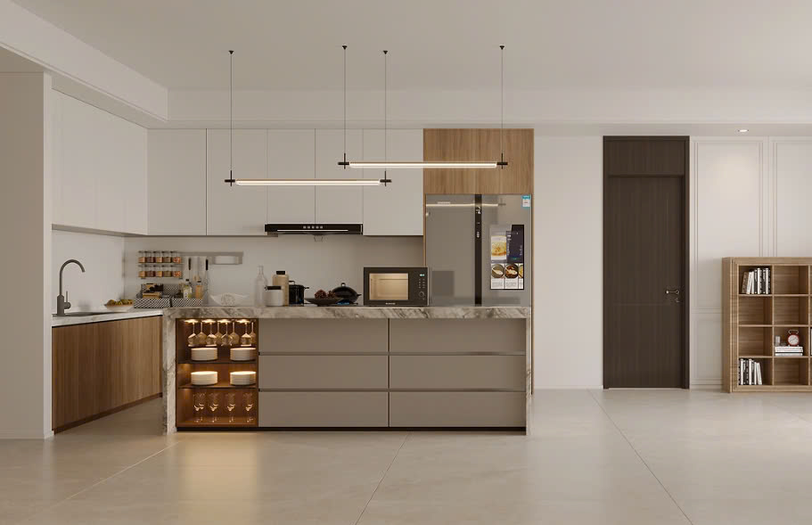 thiết kế tủ bếp chung cư