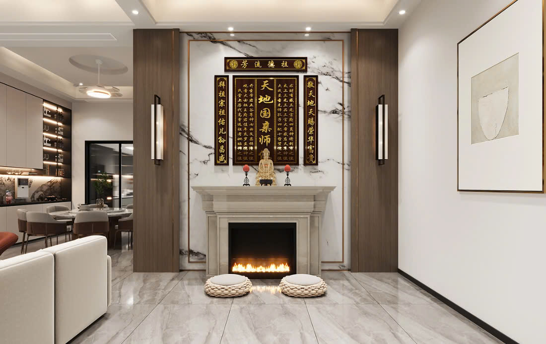 mẫu phòng khách có bàn thờ đẹp